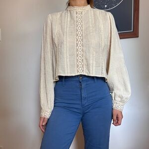 Zara Ivory Lace Detail Blouse